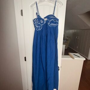 FARM Rio Blue Maxi Dress with Fish Design